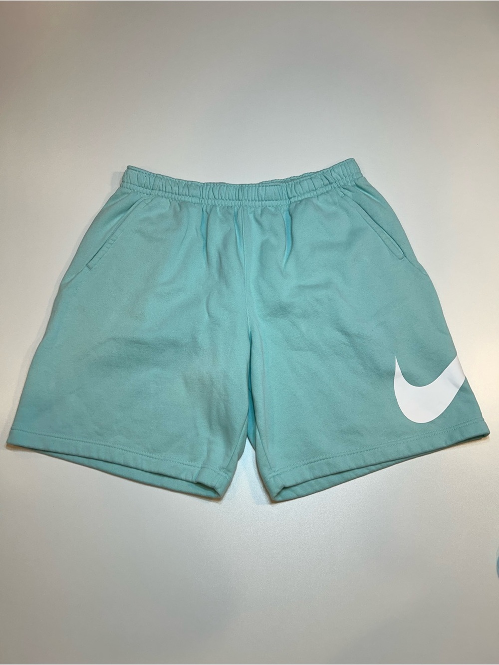 Nike Club Fleece Mint Green Big Swoosh Relaxed Fit Sweat Shorts
